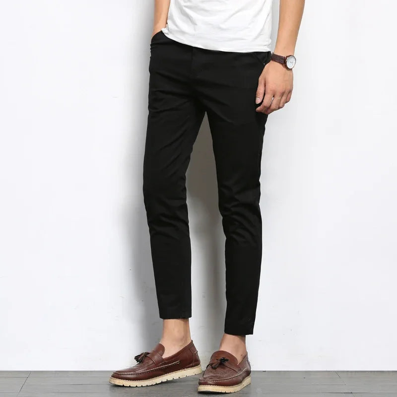 CASUAL PLAIN ANKLE-LENGTH PANTS