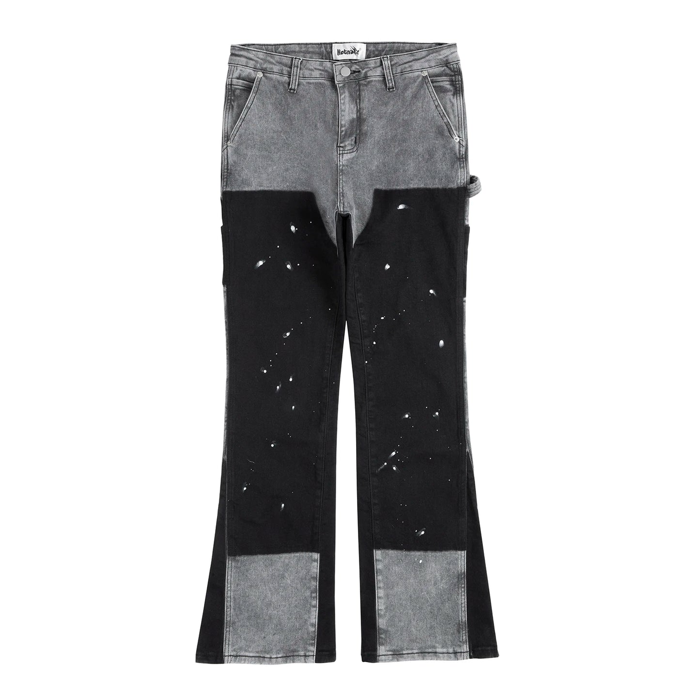 SPLICED SPECKLED PATCHWORK JEANS