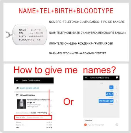 TAG NECKLACE WITH ARMY ENGRAVING