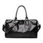 BLACK  PU LEATHER GYM BAG