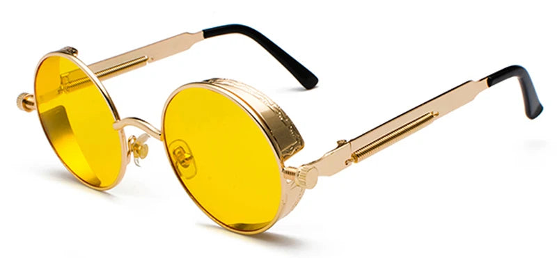 RED LENS SUNGLASSES WITH BLACK FRAMES