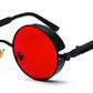 RED LENS SUNGLASSES WITH BLACK FRAMES