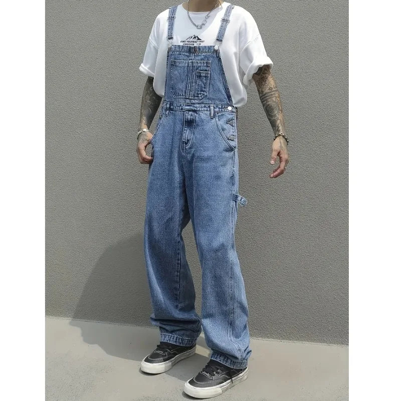 TWO TONED DENIM OVERALLS