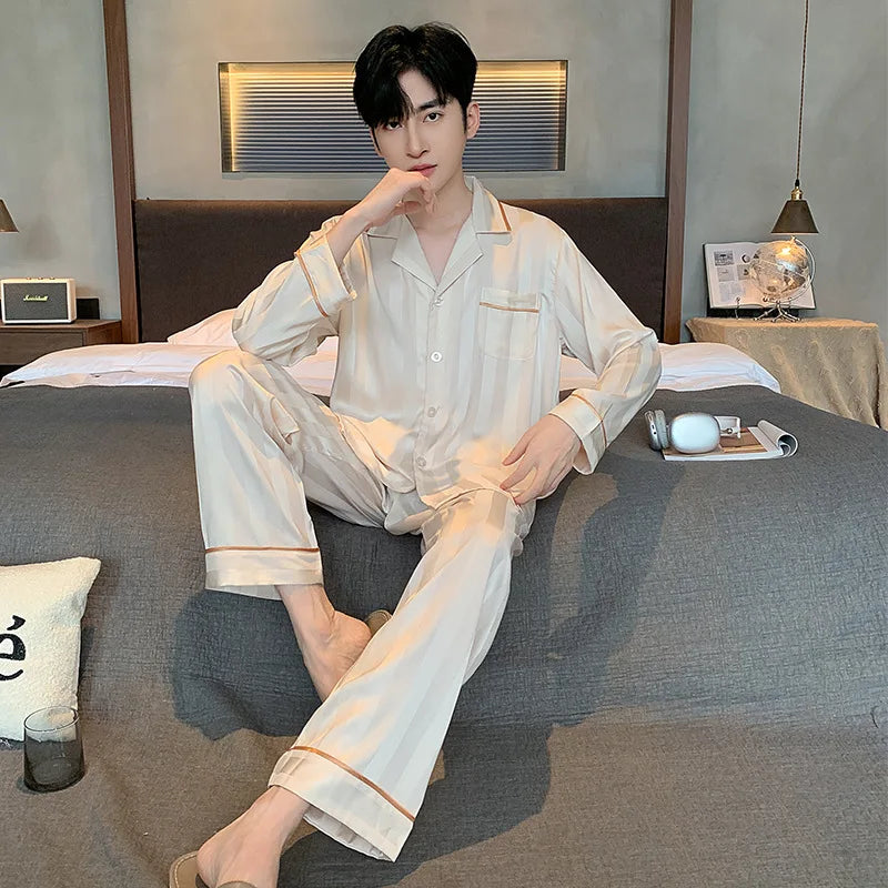 STRIPED SILK PAJAMA SET