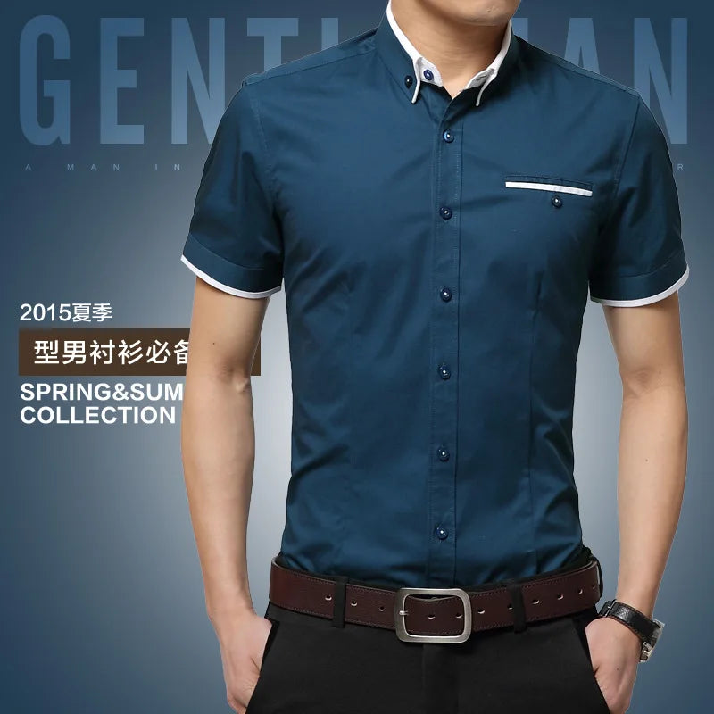 SHORT SLEEVE TURN DOWN COLLAR SHIRT
