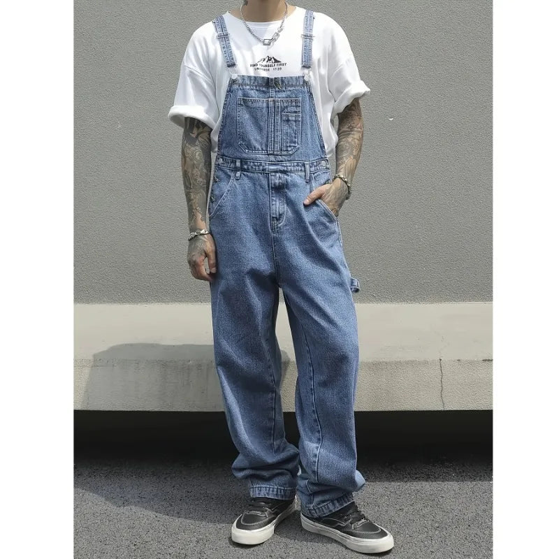 TWO TONED DENIM OVERALLS