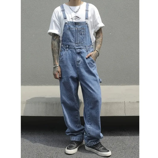 TWO TONED DENIM OVERALLS