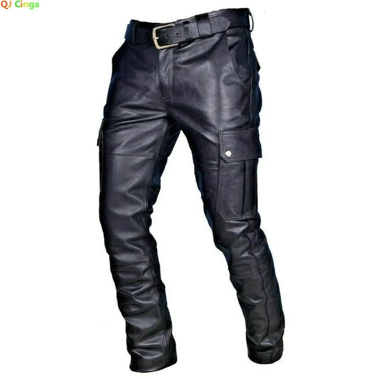 FAUX LEATHER BIKER PANTS WITH ZIPPER