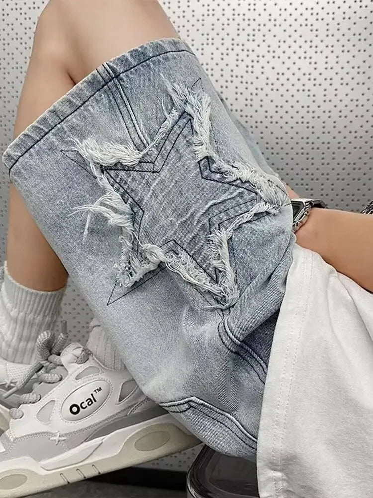 KNEE-LENGTH PATCHWORK SHORTS