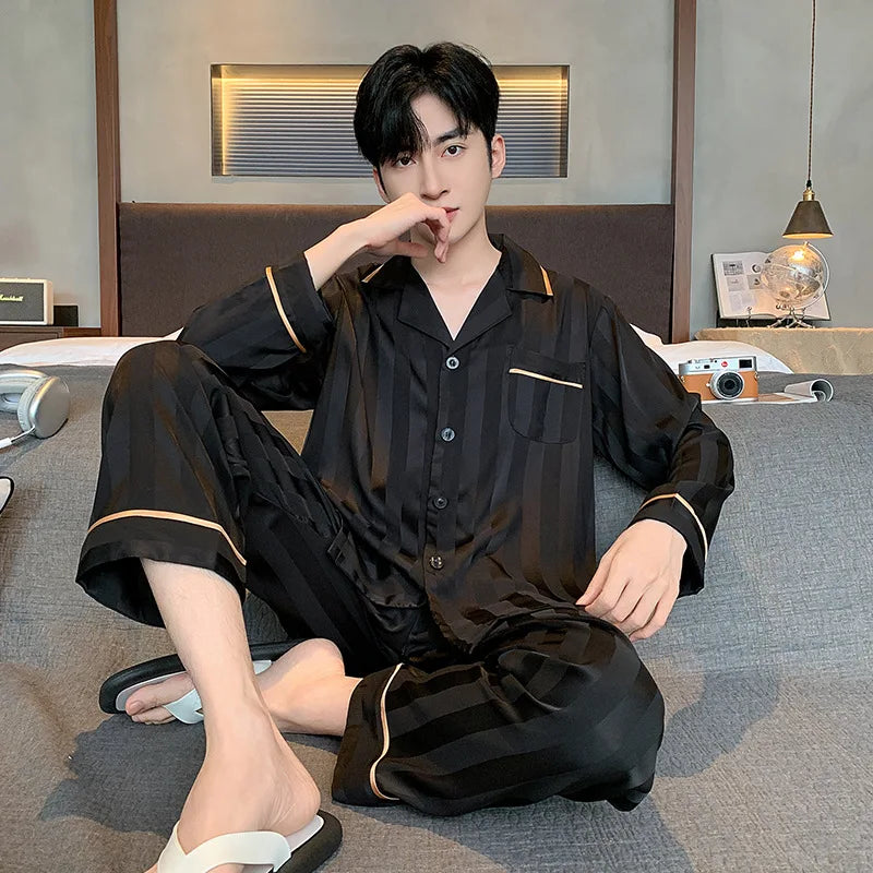 STRIPED SILK PAJAMA SET