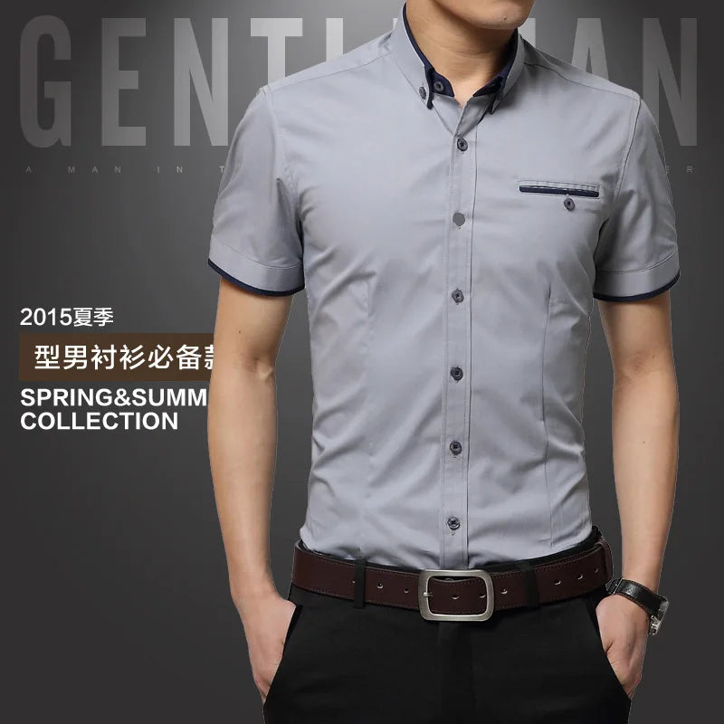 SHORT SLEEVE TURN DOWN COLLAR SHIRT