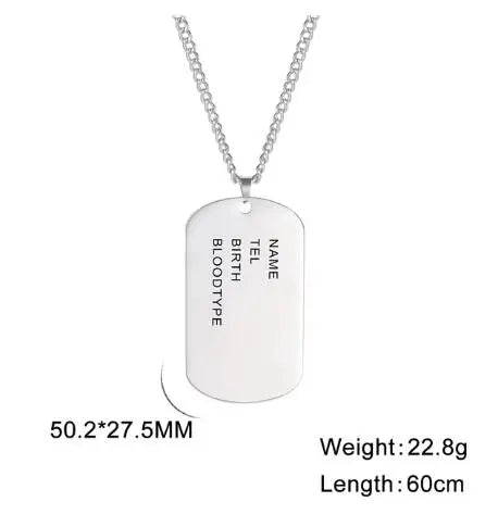 TAG NECKLACE WITH ARMY ENGRAVING