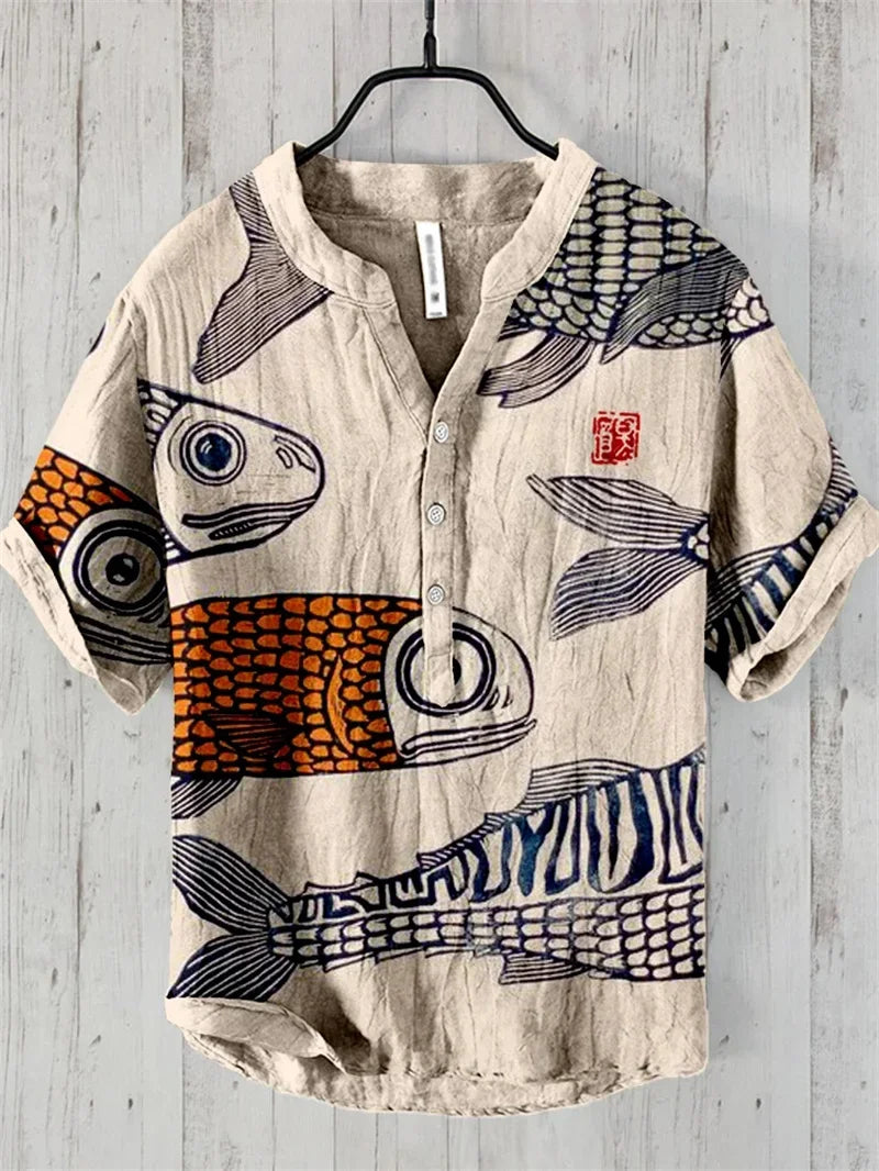 PAINTED FISH PATTERN SHIRT