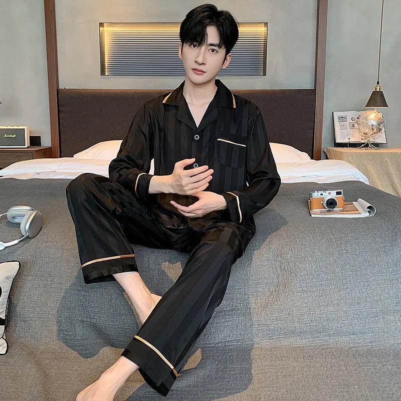 STRIPED SILK PAJAMA SET