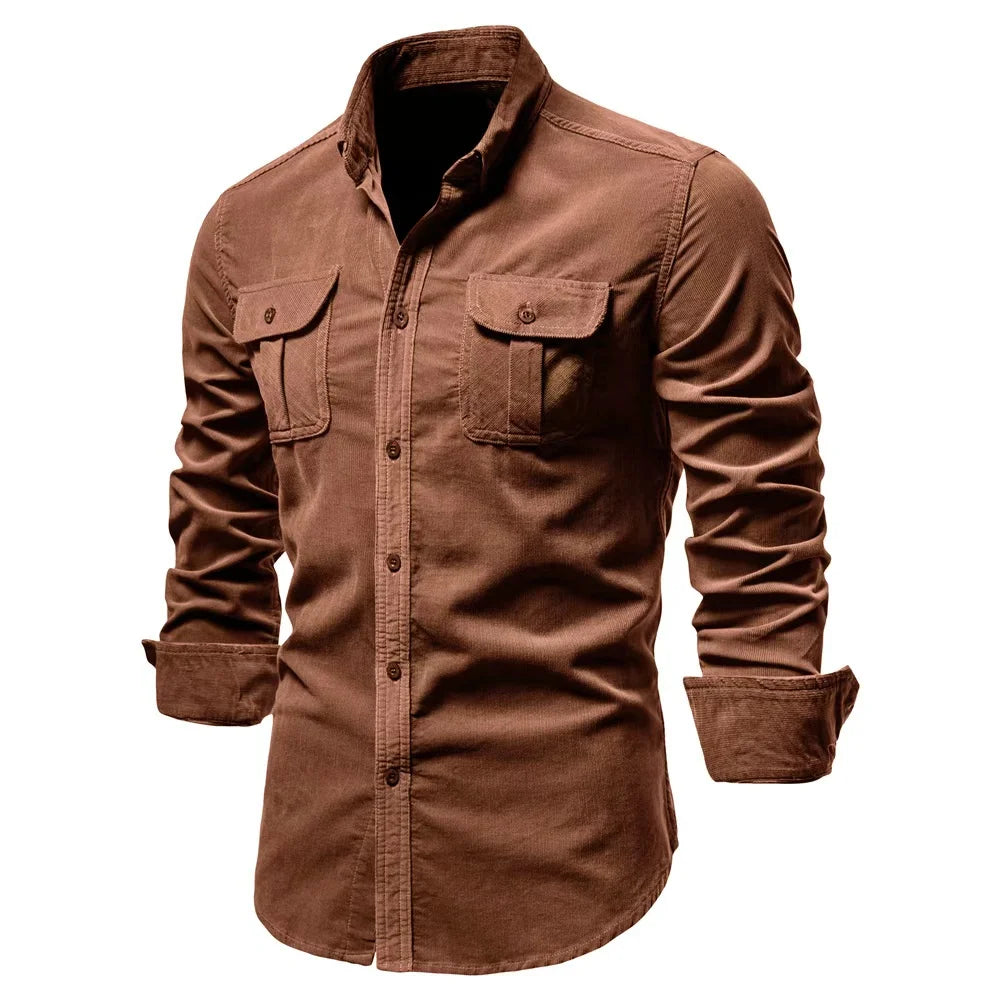 SOLID COLOR CORDUROY SHIRT