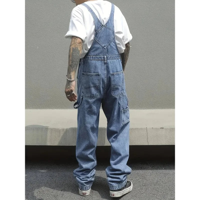 TWO TONED DENIM OVERALLS