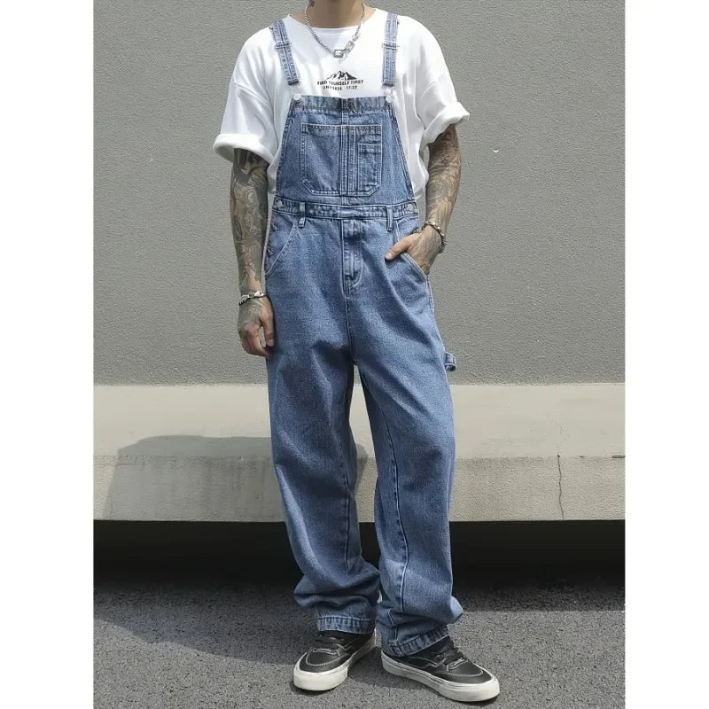 TWO TONED DENIM OVERALLS