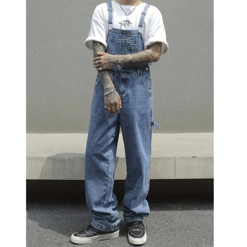 TWO TONED DENIM OVERALLS