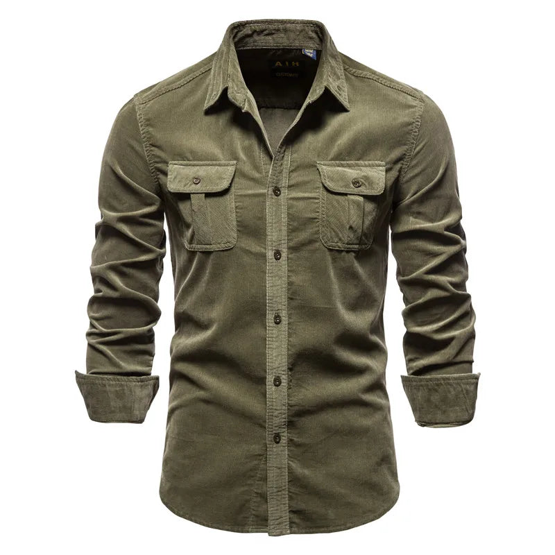 SOLID COLOR CORDUROY SHIRT