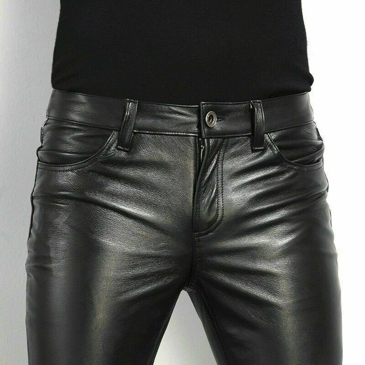 SLIM TIGHT BLACK LEATHER PANTS