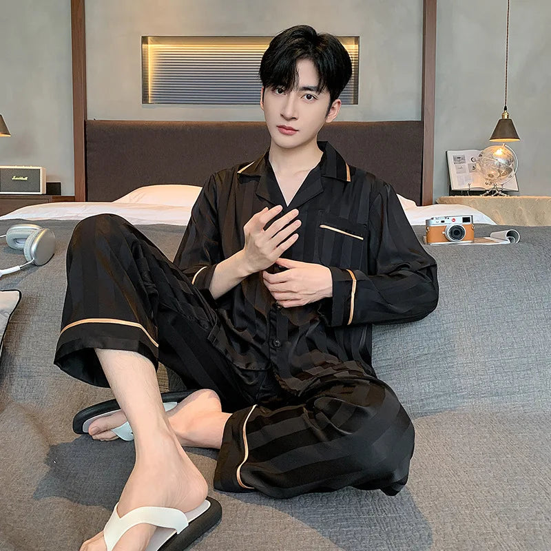 STRIPED SILK PAJAMA SET