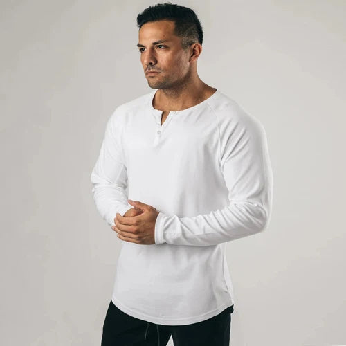 LONG SLEEVE V-NECK COTTON T-SHIRT