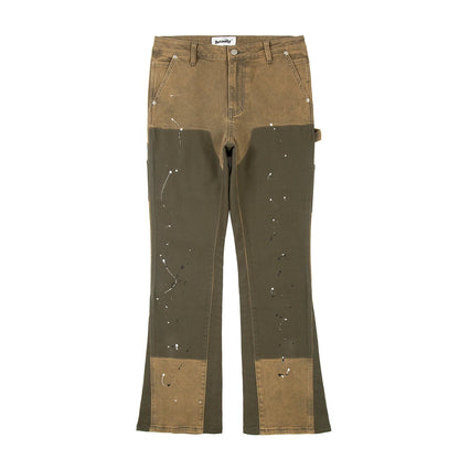 SPLICED SPECKLED PATCHWORK JEANS