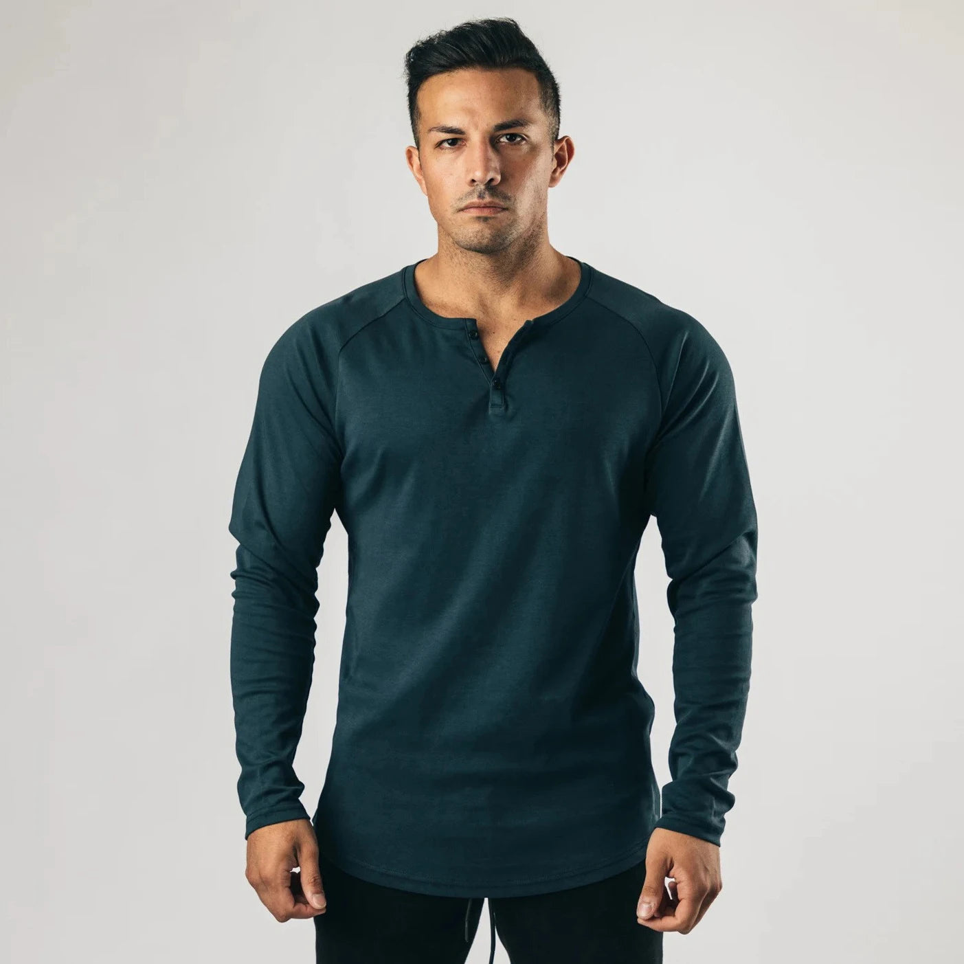 LONG SLEEVE V-NECK COTTON T-SHIRT