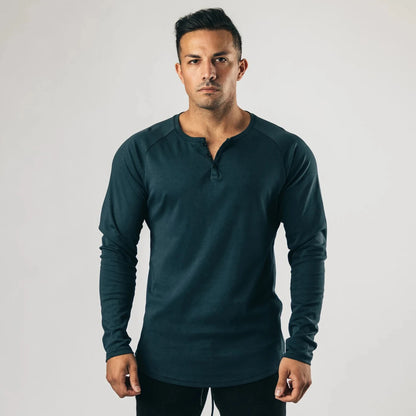 LONG SLEEVE V-NECK COTTON T-SHIRT