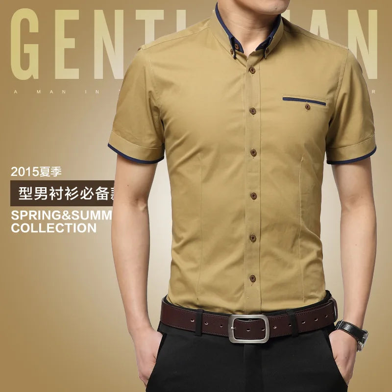 SHORT SLEEVE TURN DOWN COLLAR SHIRT