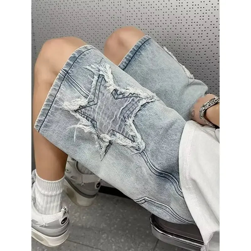 KNEE-LENGTH PATCHWORK SHORTS