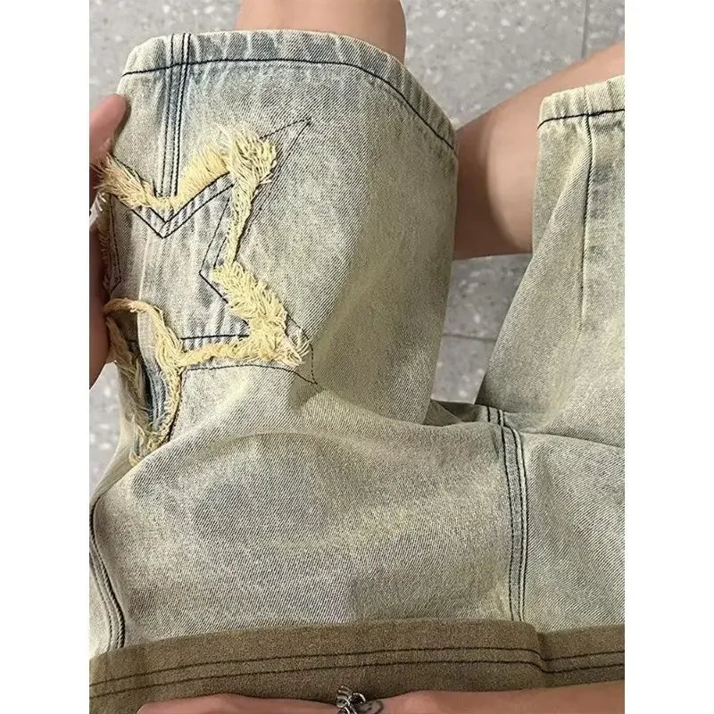 KNEE-LENGTH PATCHWORK SHORTS