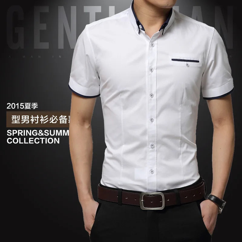 SHORT SLEEVE TURN DOWN COLLAR SHIRT