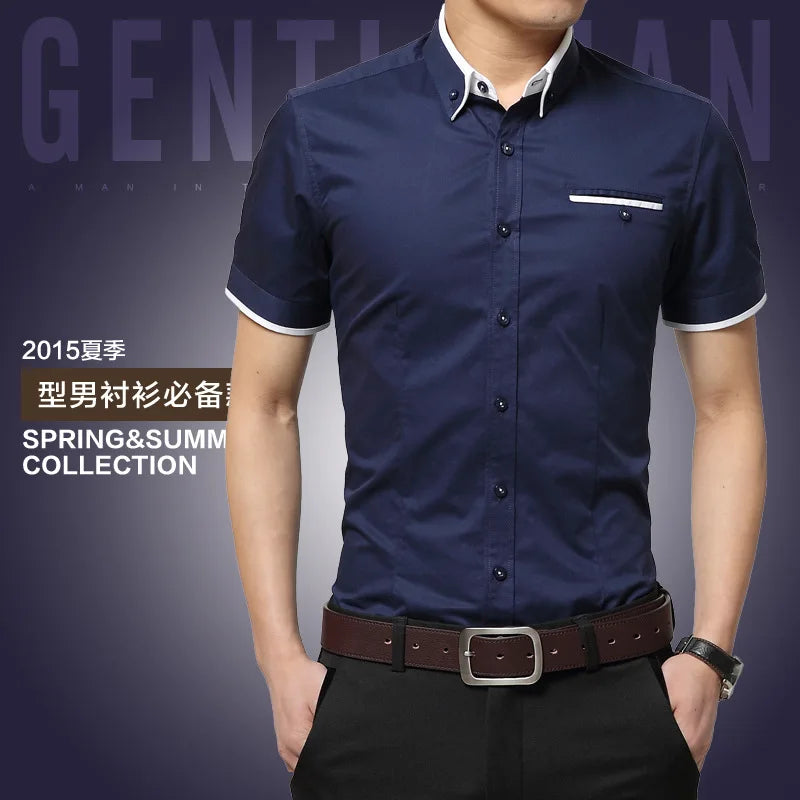 SHORT SLEEVE TURN DOWN COLLAR SHIRT