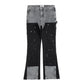 SPLICED SPECKLED PATCHWORK JEANS