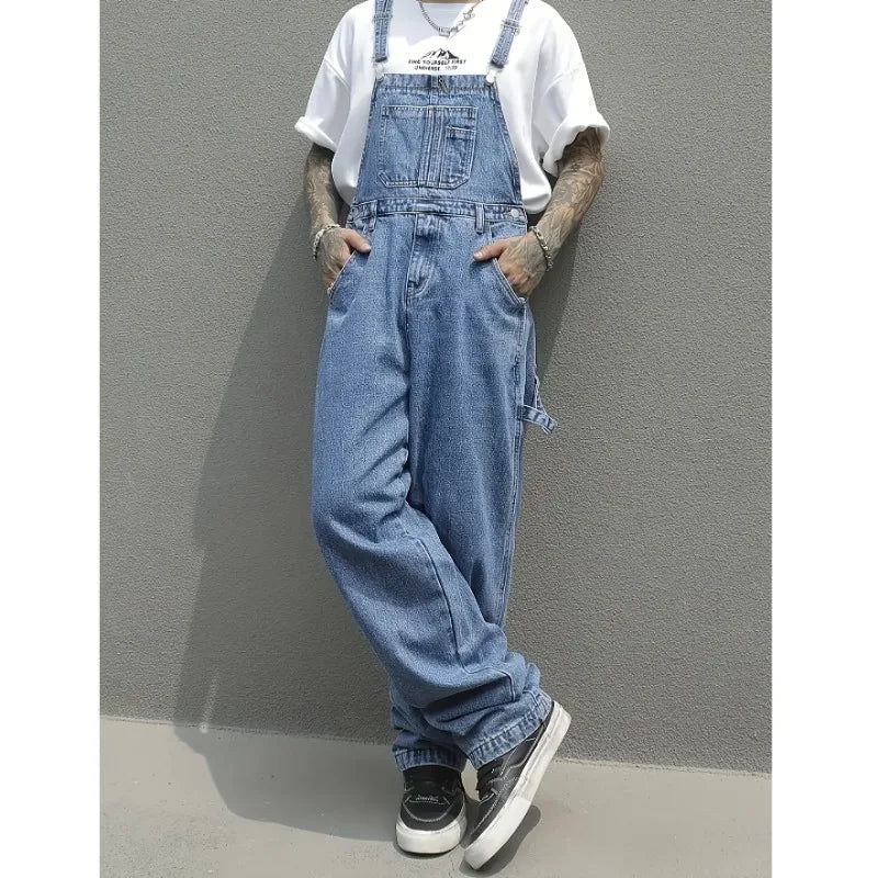 TWO TONED DENIM OVERALLS