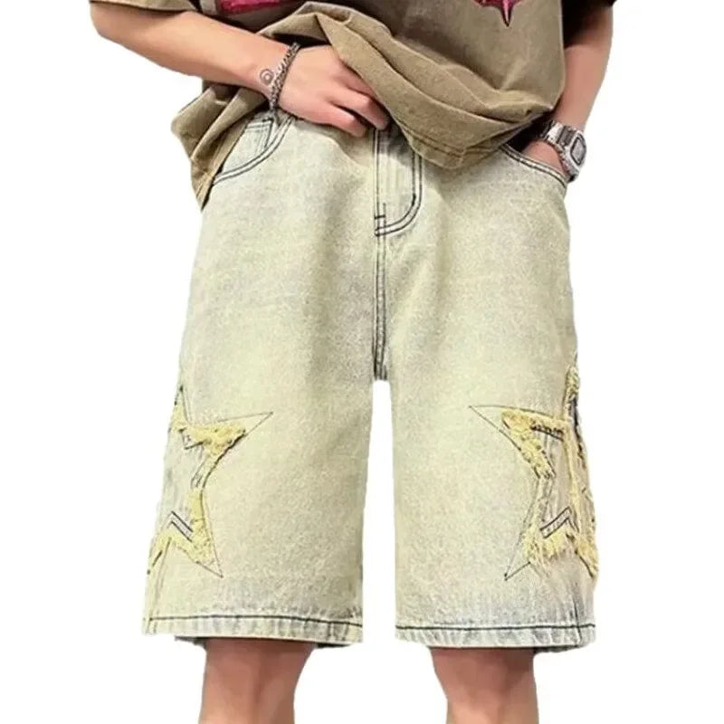 KNEE-LENGTH PATCHWORK SHORTS