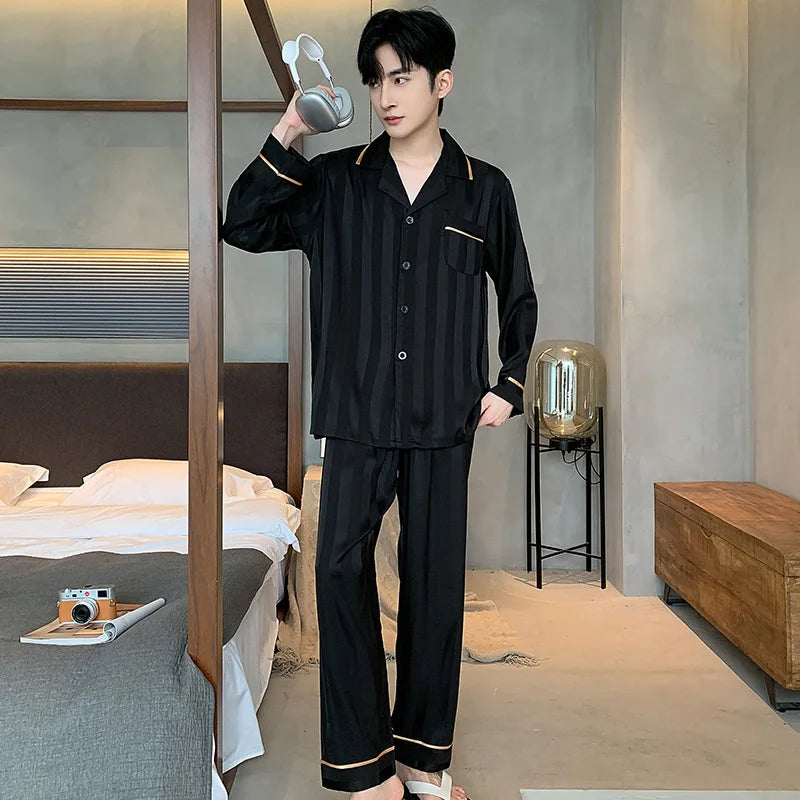 STRIPED SILK PAJAMA SET