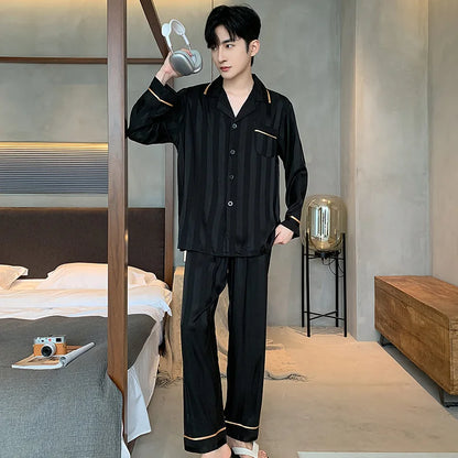 STRIPED SILK PAJAMA SET