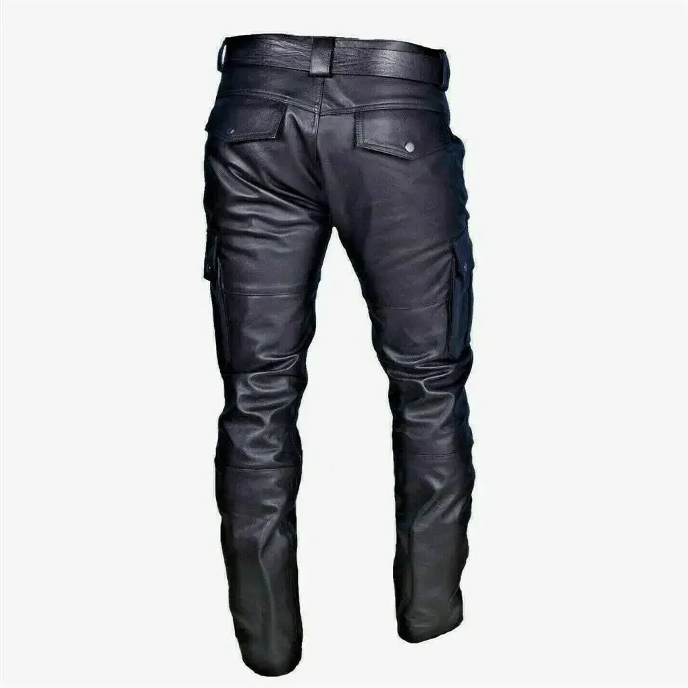 FAUX LEATHER BIKER PANTS WITH ZIPPER