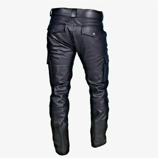 FAUX LEATHER BIKER PANTS WITH ZIPPER